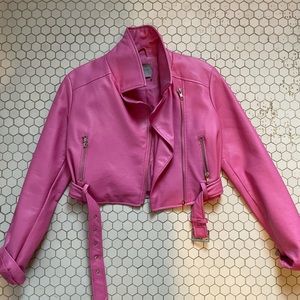 Pink faux leather jacked